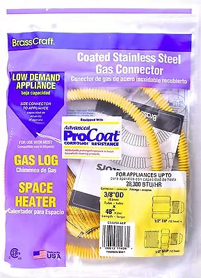 BrassCraft CSSL54-48P 48  Coated Stainless Steel Gas Connector 3/8  OD Tube >NEW • $10.75